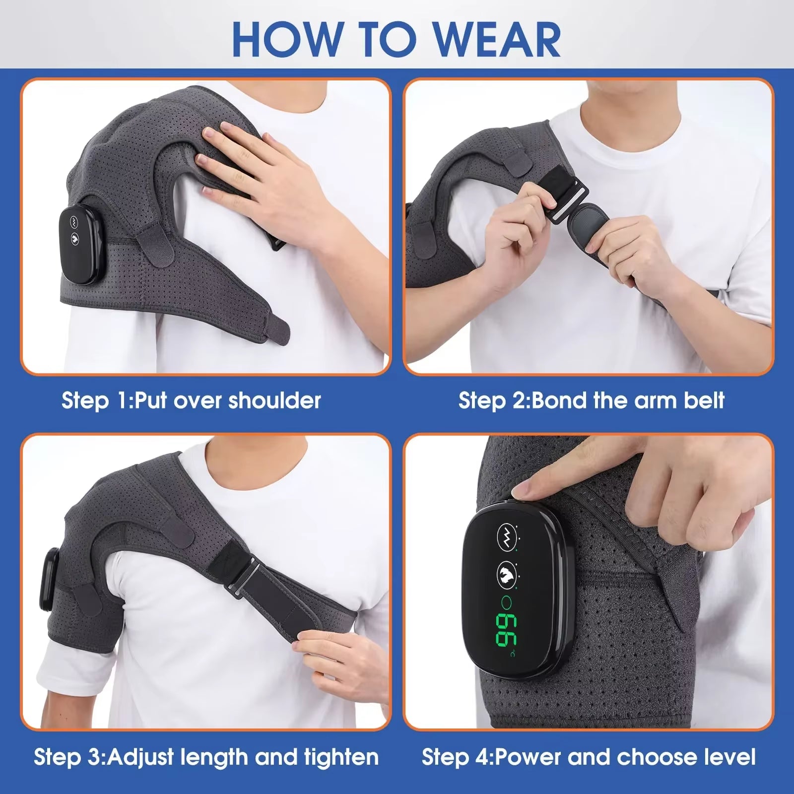 Electric Heated Shoulder Massage Brace – Adjustable Support for Pain Relief & Recovery