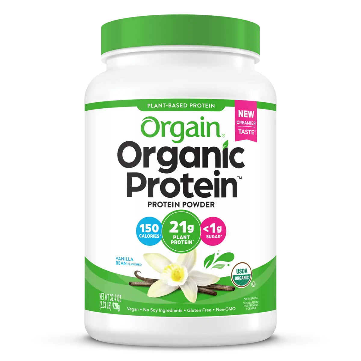 Organic Plant-Based Protein Powder – Vanilla Bean | Vegan, Gluten-Free, Non-GMO