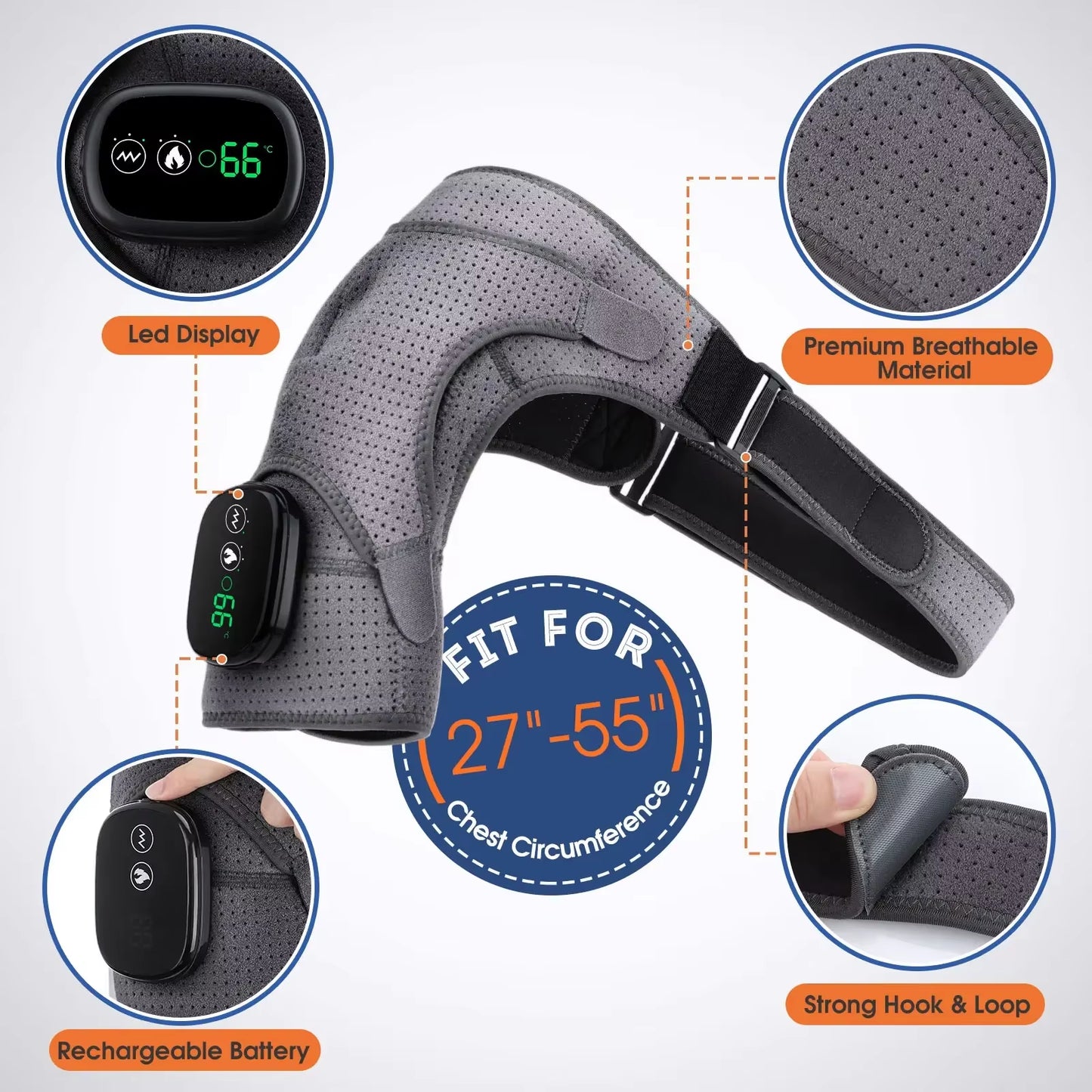 Electric Heated Shoulder Massage Brace – Adjustable Support for Pain Relief & Recovery