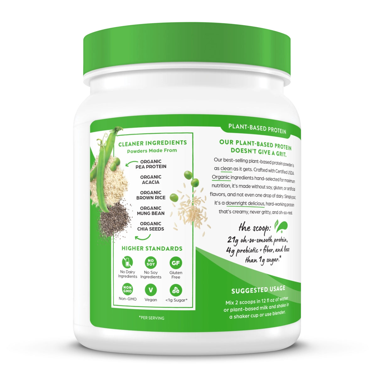 Organic Plant-Based Protein Powder – Vanilla Bean | Vegan, Gluten-Free, Non-GMO