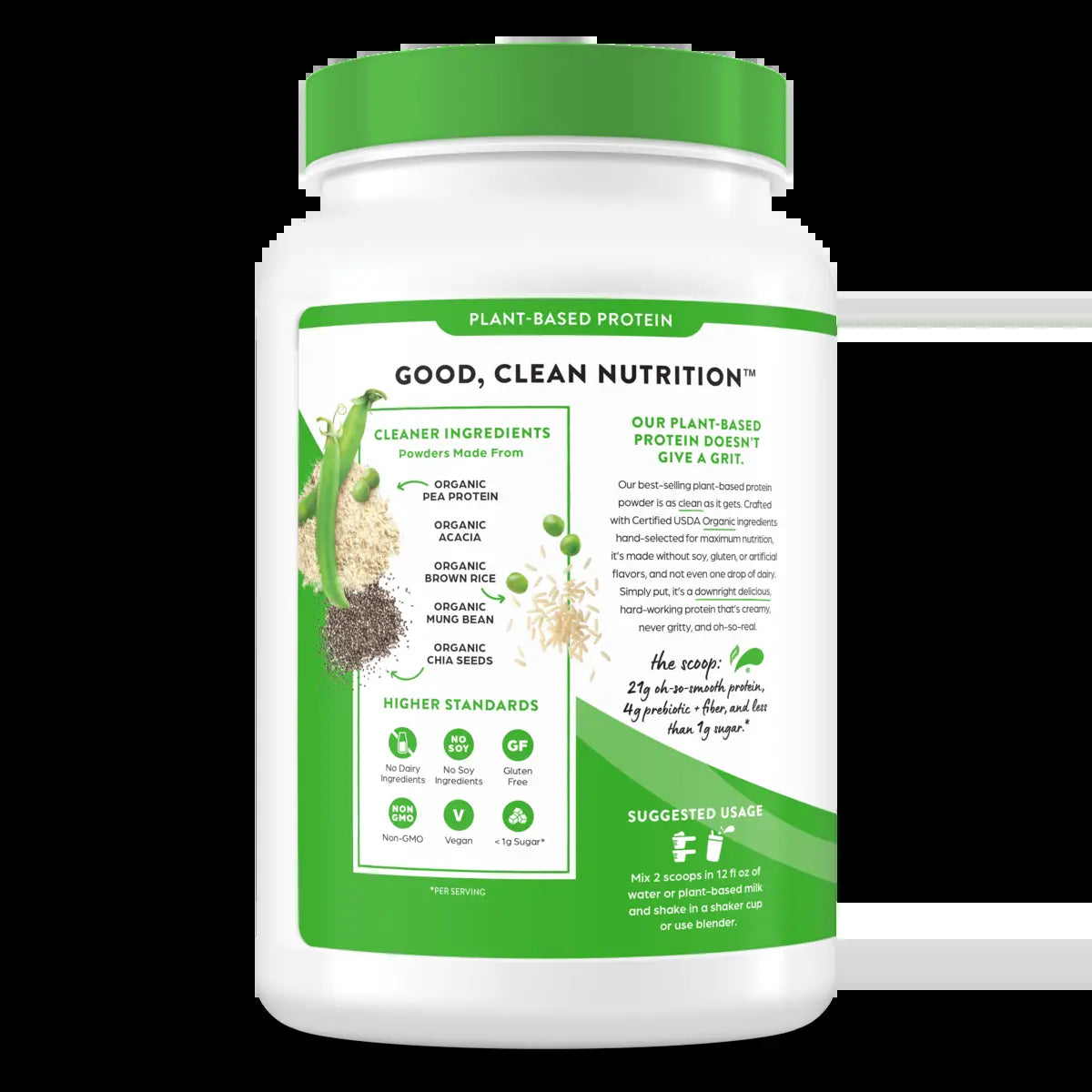 Organic Plant-Based Protein Powder – Vanilla Bean | Vegan, Gluten-Free, Non-GMO