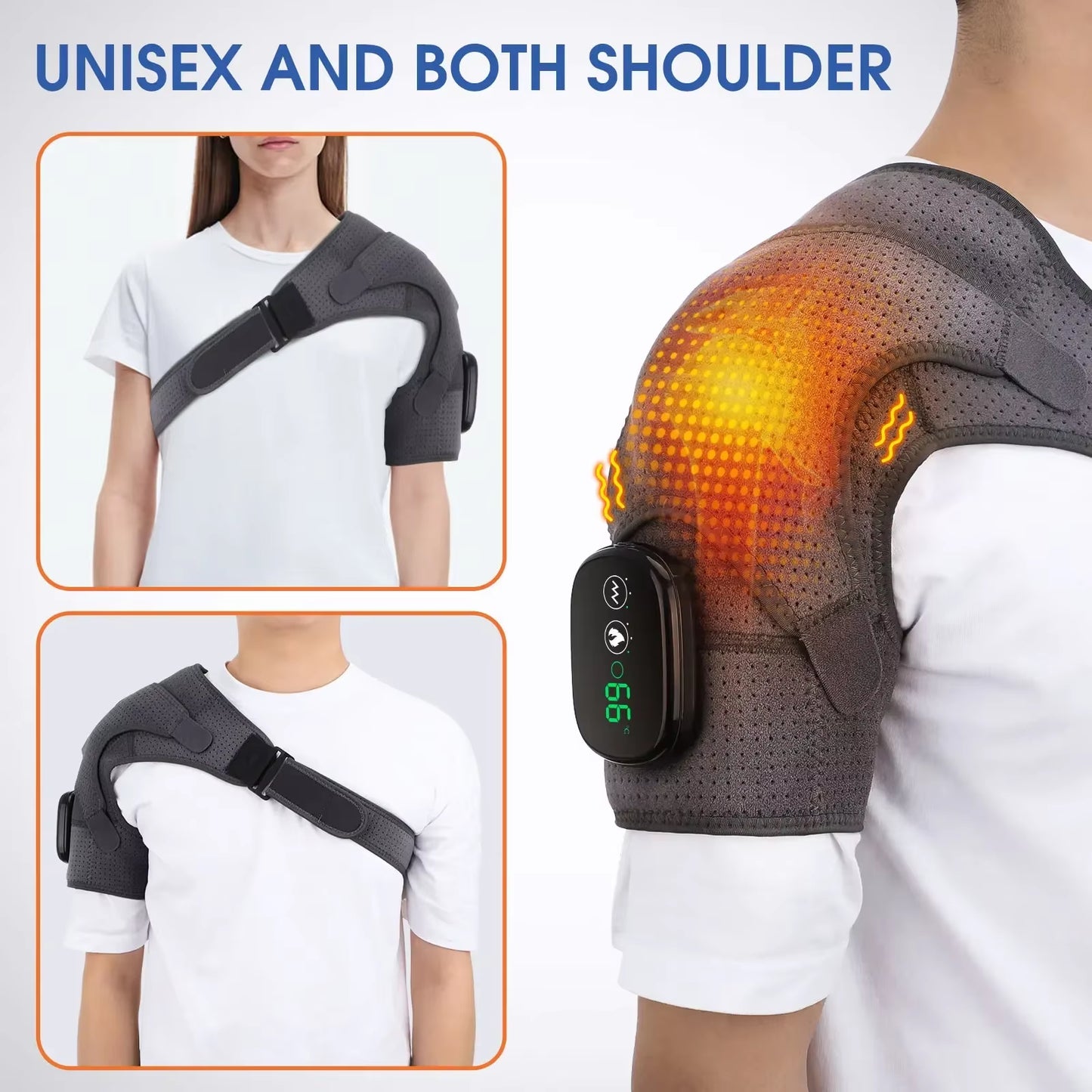 Electric Heated Shoulder Massage Brace – Adjustable Support for Pain Relief & Recovery